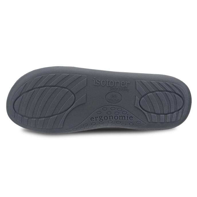 Isotoner® Mens Ribbed Mule Slipper With Patterned In Sock Grey Extra Image 5